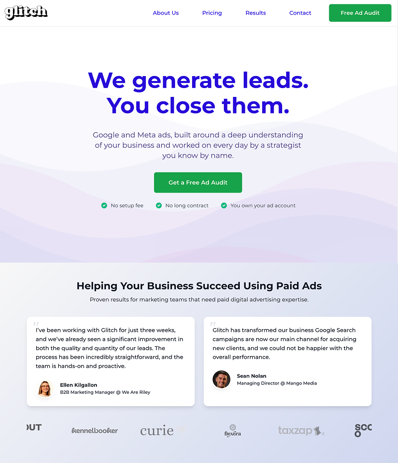 A small business homepage, the kind Glitch reads to learn what a business sells and who it sells to.